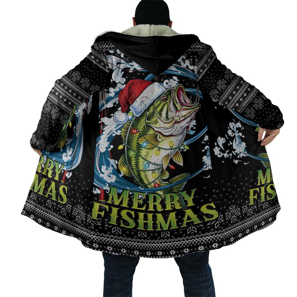 Funny Fishmas Bass Cloak Fish Santa Hat Christmas Vibes - Wonder Print Shop