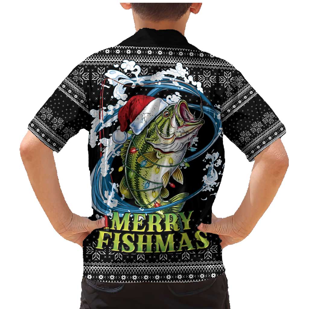 Funny Fishmas Bass Family Matching Mermaid Dress and Hawaiian Shirt Fish Santa Hat Christmas Vibes - Wonder Print Shop