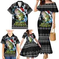 Funny Fishmas Bass Family Matching Mermaid Dress and Hawaiian Shirt Fish Santa Hat Christmas Vibes - Wonder Print Shop
