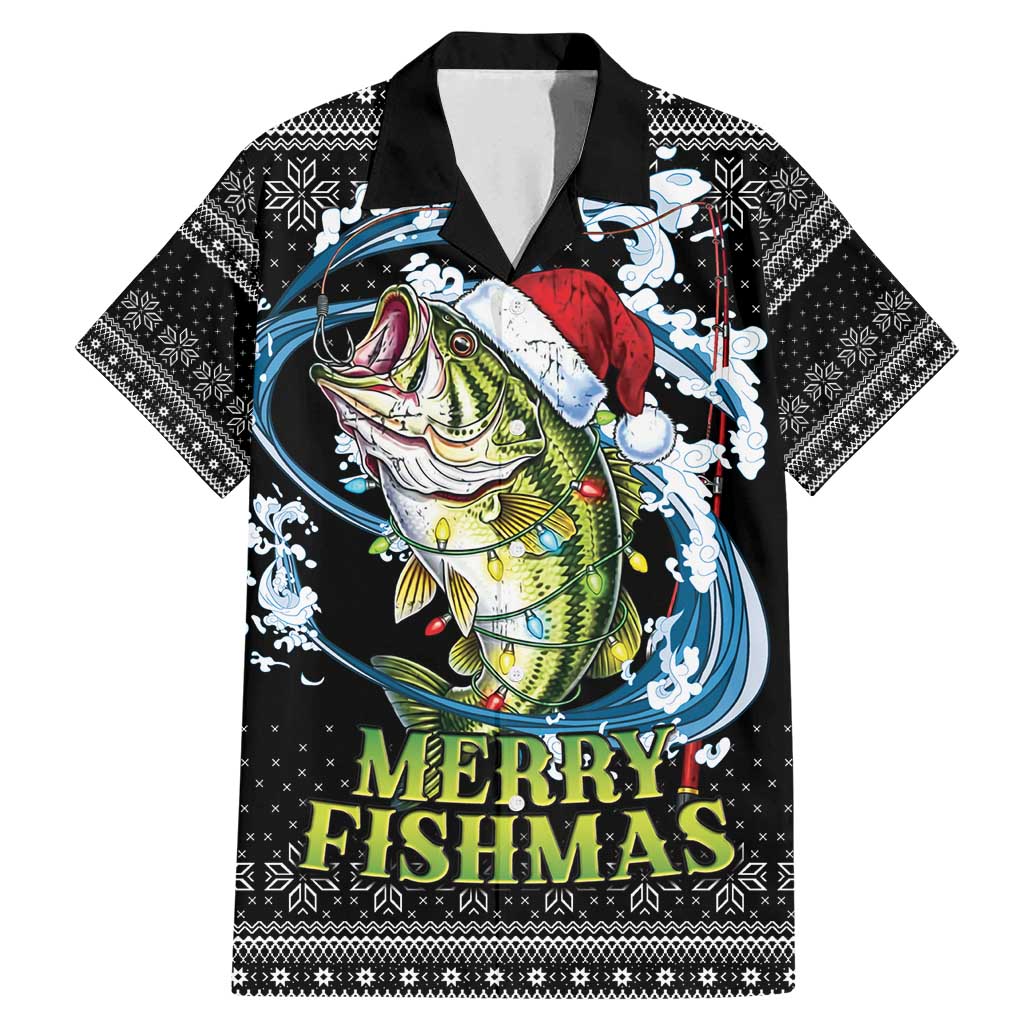 Funny Fishmas Bass Family Matching Mermaid Dress and Hawaiian Shirt Fish Santa Hat Christmas Vibes - Wonder Print Shop