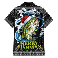 Funny Fishmas Bass Family Matching Off The Shoulder Long Sleeve Dress and Hawaiian Shirt Fish Santa Hat Christmas Vibes - Wonder Print Shop