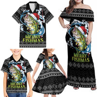 Funny Fishmas Bass Family Matching Off Shoulder Maxi Dress and Hawaiian Shirt Fish Santa Hat Christmas Vibes - Wonder Print Shop