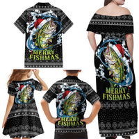 Funny Fishmas Bass Family Matching Off Shoulder Maxi Dress and Hawaiian Shirt Fish Santa Hat Christmas Vibes - Wonder Print Shop