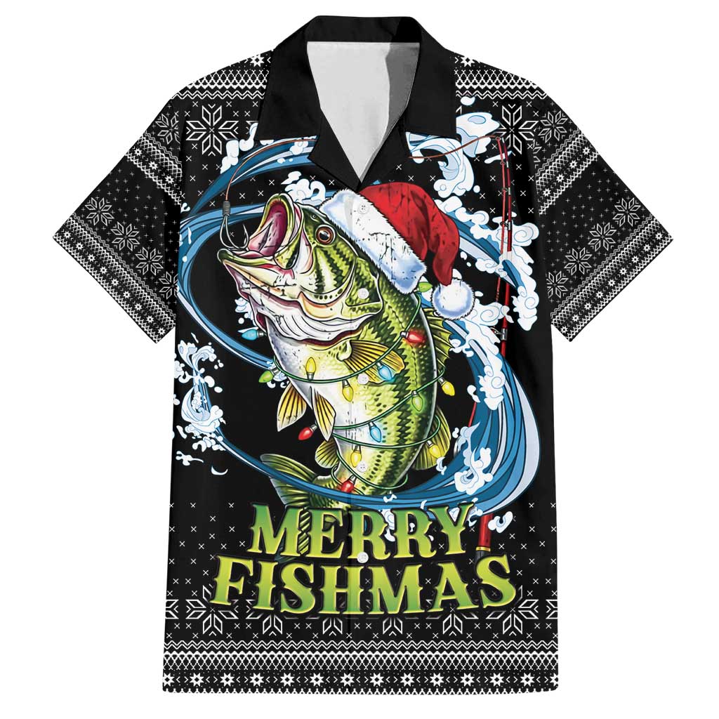 Funny Fishmas Bass Family Matching Off Shoulder Maxi Dress and Hawaiian Shirt Fish Santa Hat Christmas Vibes - Wonder Print Shop