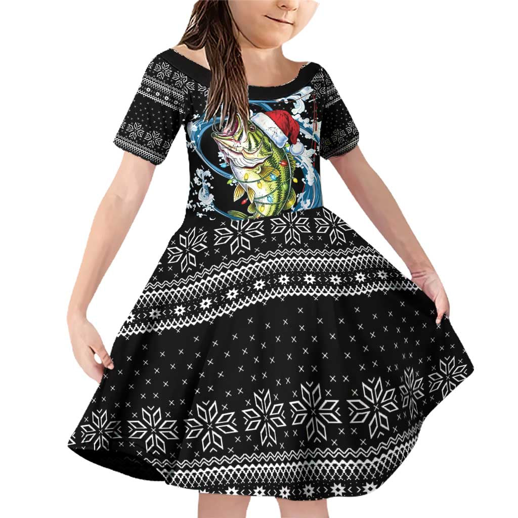 Funny Fishmas Bass Family Matching Off Shoulder Short Dress and Hawaiian Shirt Fish Santa Hat Christmas Vibes - Wonder Print Shop