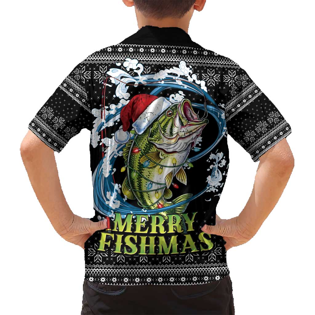 Funny Fishmas Bass Family Matching Puletasi and Hawaiian Shirt Fish Santa Hat Christmas Vibes - Wonder Print Shop