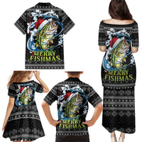 Funny Fishmas Bass Family Matching Puletasi and Hawaiian Shirt Fish Santa Hat Christmas Vibes - Wonder Print Shop