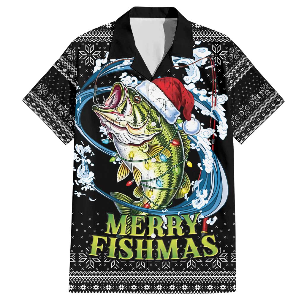 Funny Fishmas Bass Family Matching Short Sleeve Bodycon Dress and Hawaiian Shirt Fish Santa Hat Christmas Vibes - Wonder Print Shop