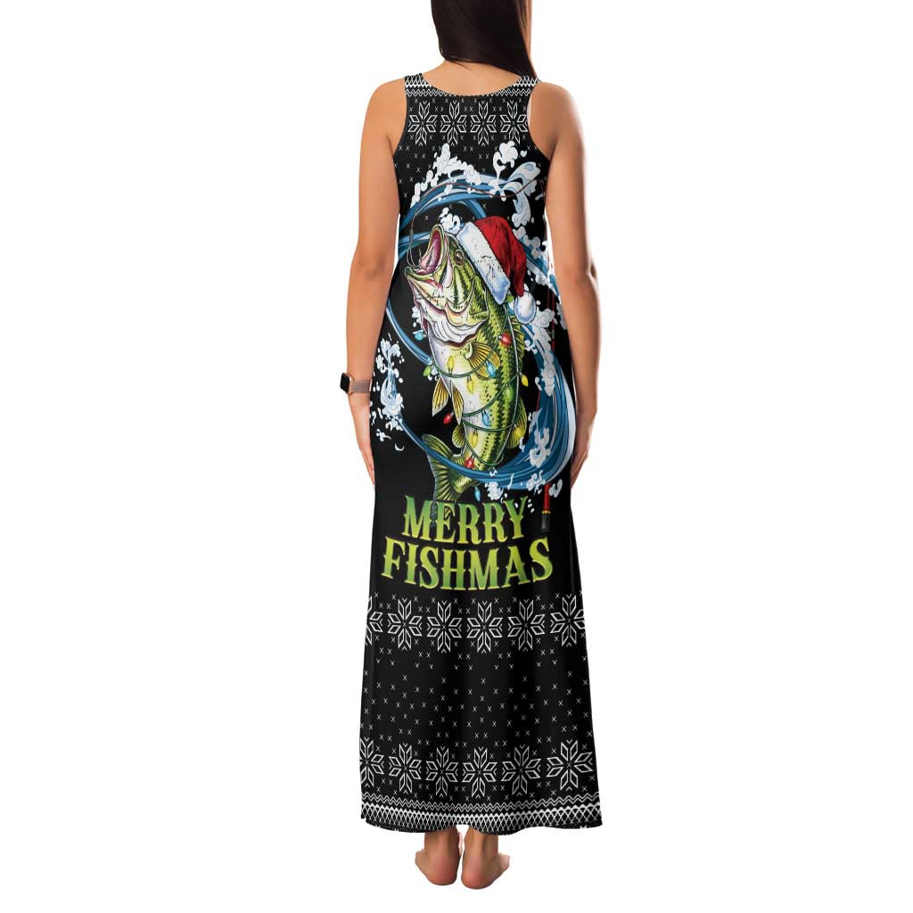 Funny Fishmas Bass Family Matching Tank Maxi Dress and Hawaiian Shirt Fish Santa Hat Christmas Vibes - Wonder Print Shop