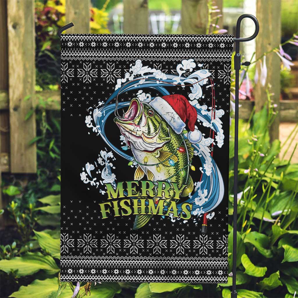 Funny Fishmas Bass Garden Flag Fish Santa Hat Christmas Vibes - Wonder Print Shop