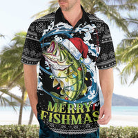 Funny Fishmas Bass Hawaiian Shirt Fish Santa Hat Christmas Vibes - Wonder Print Shop