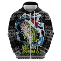 Funny Fishmas Bass Hoodie Fish Santa Hat Christmas Vibes - Wonder Print Shop