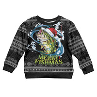 Funny Fishmas Bass Kid Ugly Christmas Sweater Fish Santa Hat Christmas Vibes - Wonder Print Shop