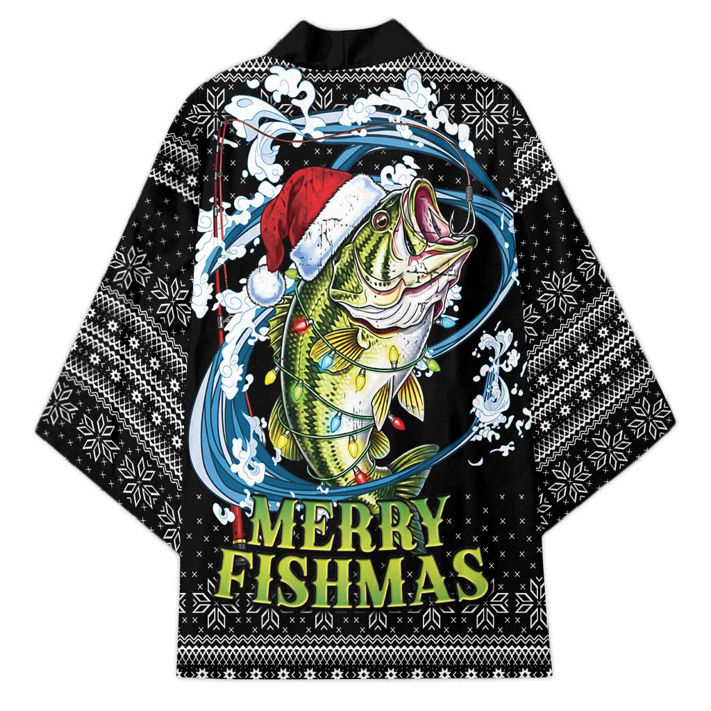 Funny Fishmas Bass Kimono Fish Santa Hat Christmas Vibes - Wonder Print Shop