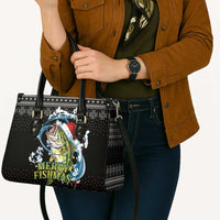Funny Fishmas Bass Leather Bag Fish Santa Hat Christmas Vibes - Wonder Print Shop