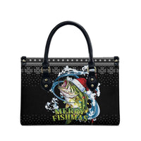 Funny Fishmas Bass Leather Bag Fish Santa Hat Christmas Vibes - Wonder Print Shop