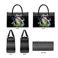 Funny Fishmas Bass Leather Bag Fish Santa Hat Christmas Vibes - Wonder Print Shop