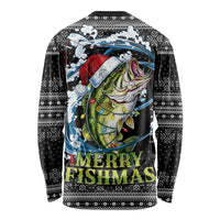 Funny Fishmas Bass Long Sleeve Shirt Fish Santa Hat Christmas Vibes - Wonder Print Shop