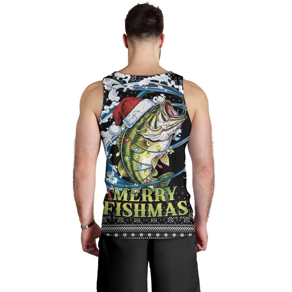 Funny Fishmas Bass Men Tank Top Fish Santa Hat Christmas Vibes - Wonder Print Shop