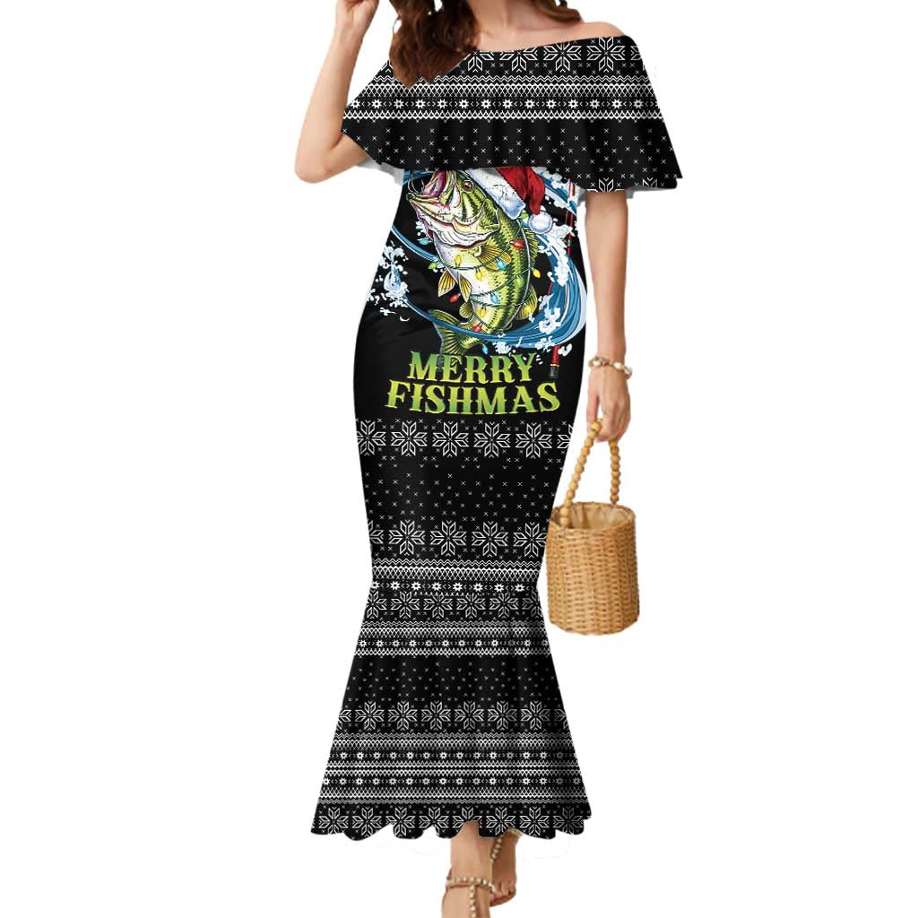 Funny Fishmas Bass Mermaid Dress Fish Santa Hat Christmas Vibes - Wonder Print Shop