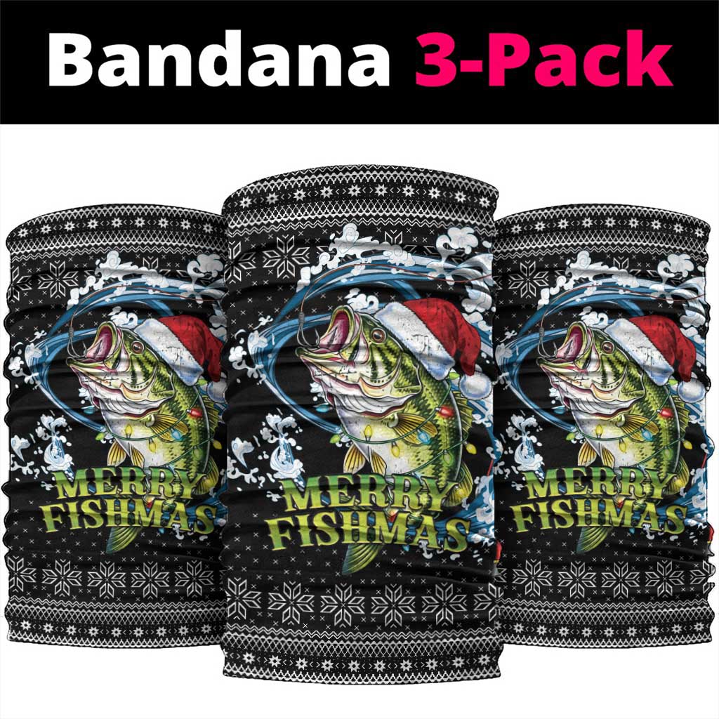 Funny Fishmas Bass Neck Gaiter Fish Santa Hat Christmas Vibes - Wonder Print Shop