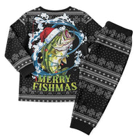Funny Fishmas Bass Christmas Pajama Set Fish Santa Hat Christmas Vibes - Wonder Print Shop