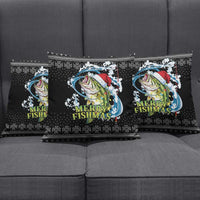 Funny Fishmas Bass Pillow Cover Fish Santa Hat Christmas Vibes - Wonder Print Shop