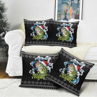 Funny Fishmas Bass Pillow Cover Fish Santa Hat Christmas Vibes - Wonder Print Shop