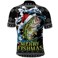 Funny Fishmas Bass Polo Shirt Fish Santa Hat Christmas Vibes - Wonder Print Shop