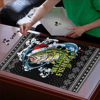 Funny Fishmas Bass Puzzle Fish Santa Hat Christmas Vibes - Wonder Print Shop