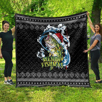Funny Fishmas Bass Quilt Fish Santa Hat Christmas Vibes - Wonder Print Shop