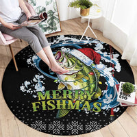 Funny Fishmas Bass Round Carpet Fish Santa Hat Christmas Vibes - Wonder Print Shop