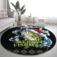 Funny Fishmas Bass Round Carpet Fish Santa Hat Christmas Vibes - Wonder Print Shop