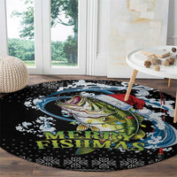 Funny Fishmas Bass Round Carpet Fish Santa Hat Christmas Vibes - Wonder Print Shop