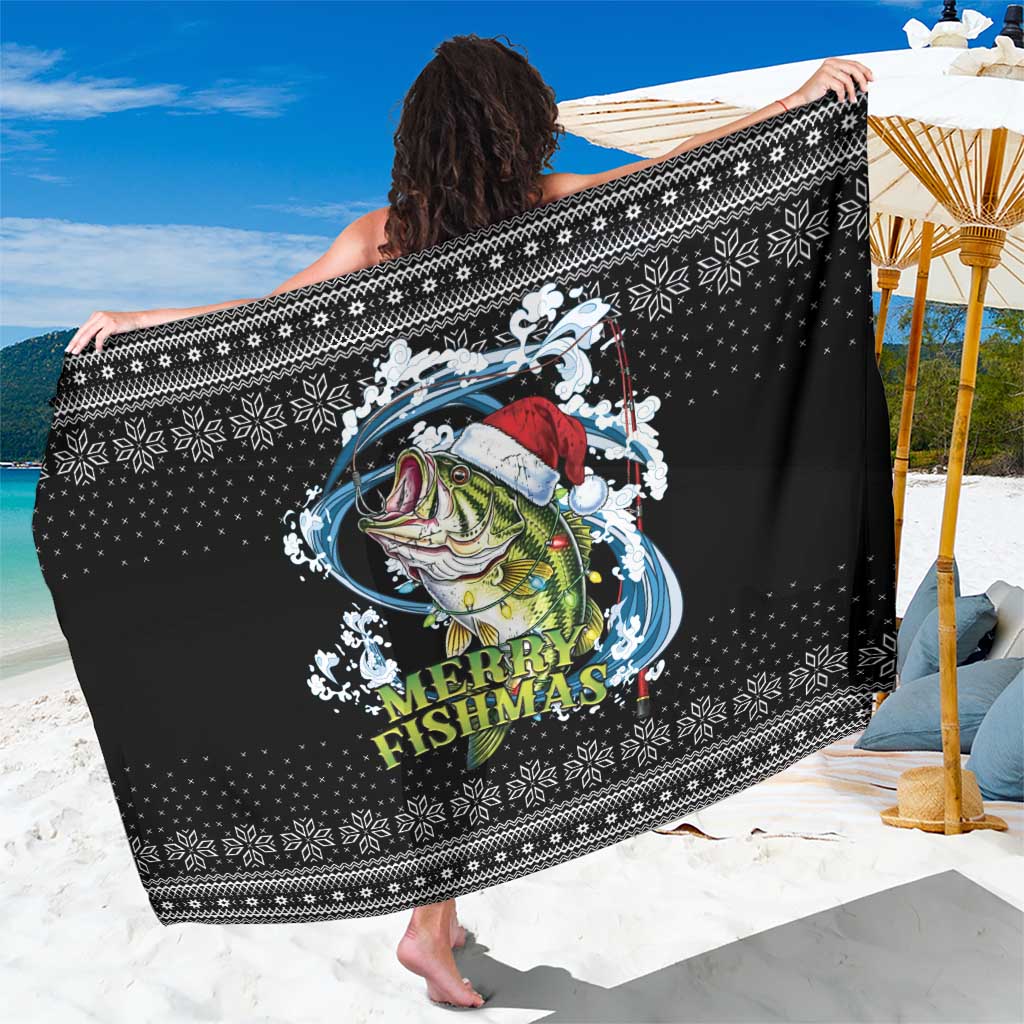 Funny Fishmas Bass Sarong Fish Santa Hat Christmas Vibes - Wonder Print Shop