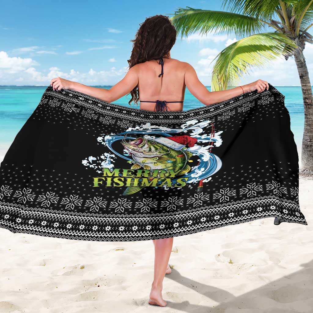 Funny Fishmas Bass Sarong Fish Santa Hat Christmas Vibes - Wonder Print Shop