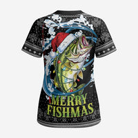 Funny Fishmas Bass Scrub Top Fish Santa Hat Christmas Vibes - Wonder Print Shop