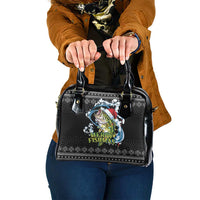 Funny Fishmas Bass Shoulder Handbag Fish Santa Hat Christmas Vibes - Wonder Print Shop