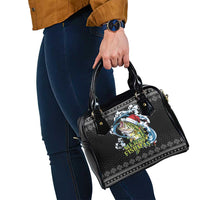 Funny Fishmas Bass Shoulder Handbag Fish Santa Hat Christmas Vibes - Wonder Print Shop