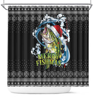 Funny Fishmas Bass Shower Curtain Fish Santa Hat Christmas Vibes - Wonder Print Shop
