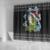 Funny Fishmas Bass Shower Curtain Fish Santa Hat Christmas Vibes - Wonder Print Shop