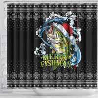 Funny Fishmas Bass Shower Curtain Fish Santa Hat Christmas Vibes - Wonder Print Shop