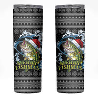 Funny Fishmas Bass Skinny Tumbler Fish Santa Hat Christmas Vibes - Wonder Print Shop