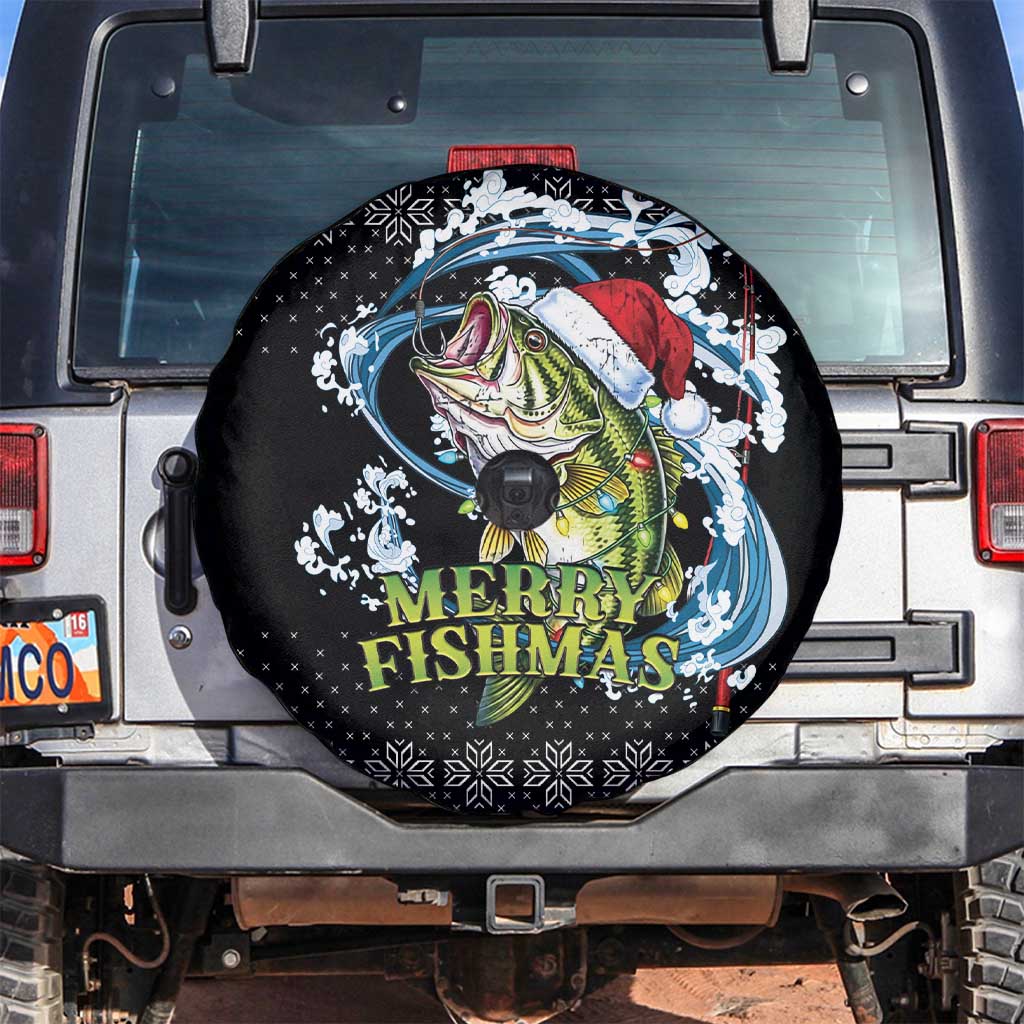 Funny Fishmas Bass Spare Tire Cover Fish Santa Hat Christmas Vibes - Wonder Print Shop