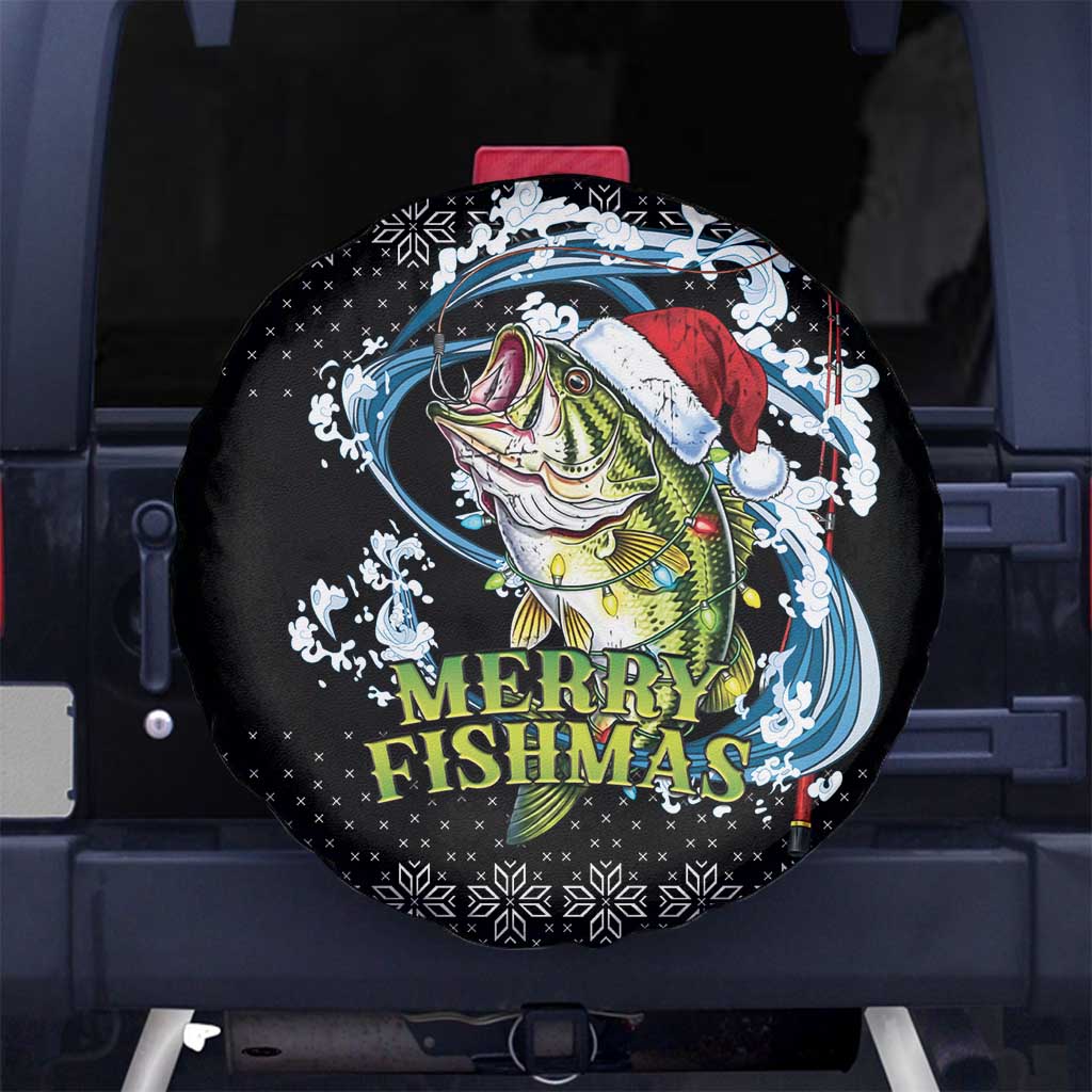 Funny Fishmas Bass Spare Tire Cover Fish Santa Hat Christmas Vibes - Wonder Print Shop
