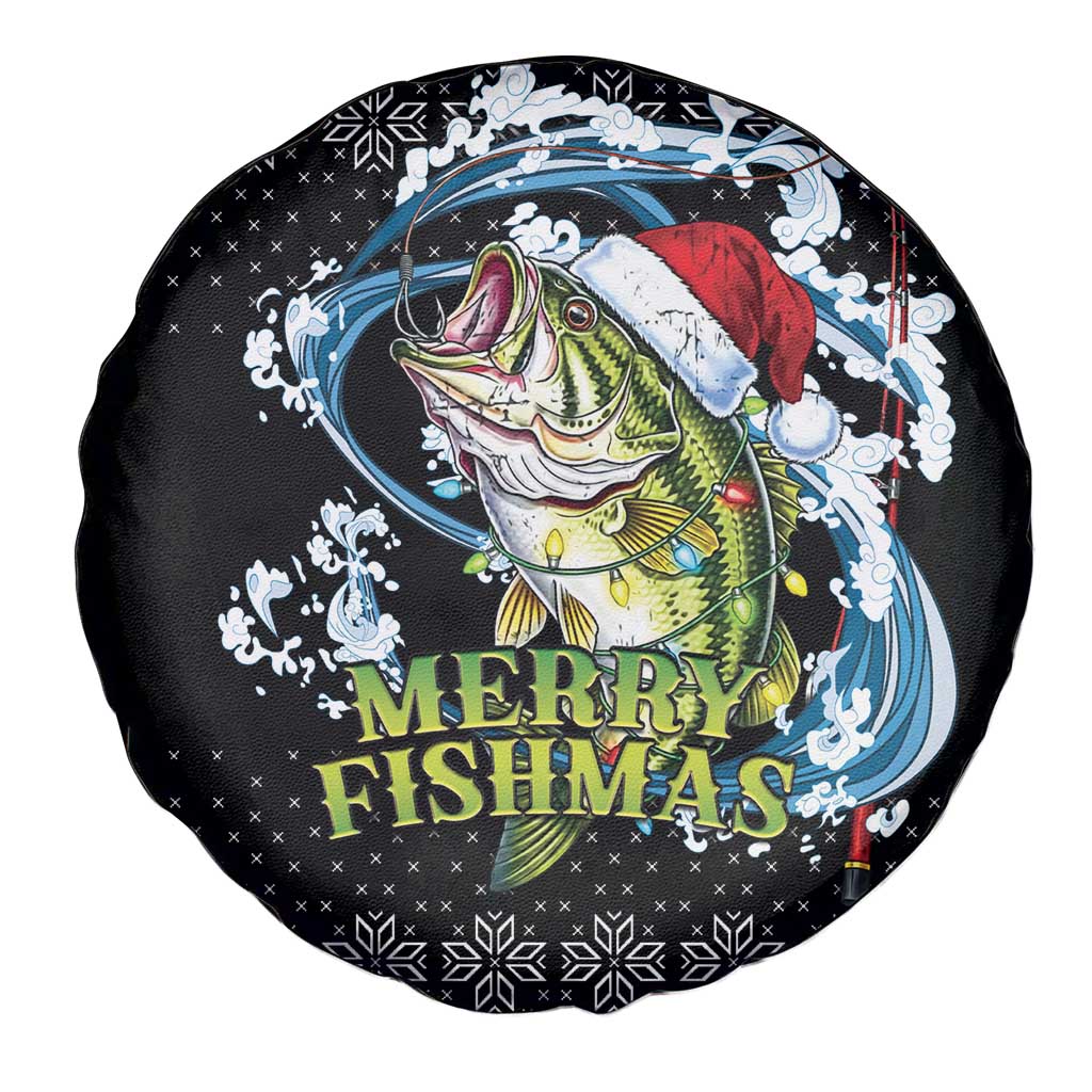 Funny Fishmas Bass Spare Tire Cover Fish Santa Hat Christmas Vibes - Wonder Print Shop
