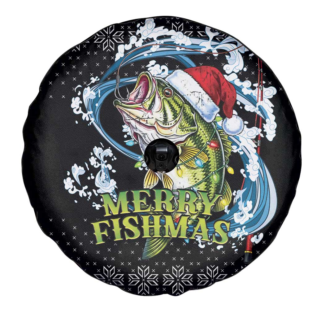 Funny Fishmas Bass Spare Tire Cover Fish Santa Hat Christmas Vibes - Wonder Print Shop