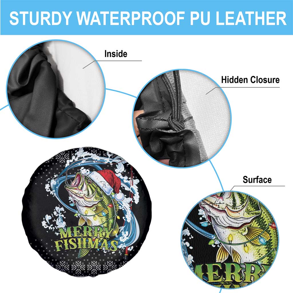 Funny Fishmas Bass Spare Tire Cover Fish Santa Hat Christmas Vibes - Wonder Print Shop