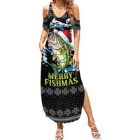 Funny Fishmas Bass Summer Maxi Dress Fish Santa Hat Christmas Vibes - Wonder Print Shop