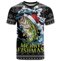 Funny Fishmas Bass T Shirt Fish Santa Hat Christmas Vibes - Wonder Print Shop
